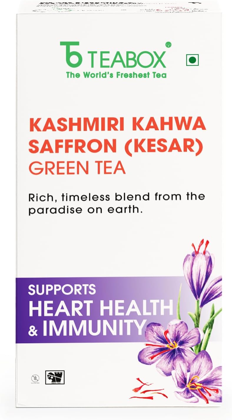 Teabox Kashmiri Kahwa Saffron Green Tea - 25 Tea Bags - Image 1